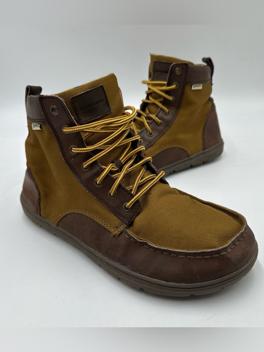Lems Boulder Boots Mens 11 (45) Leather Canvas Brown Buckeye Minimalist